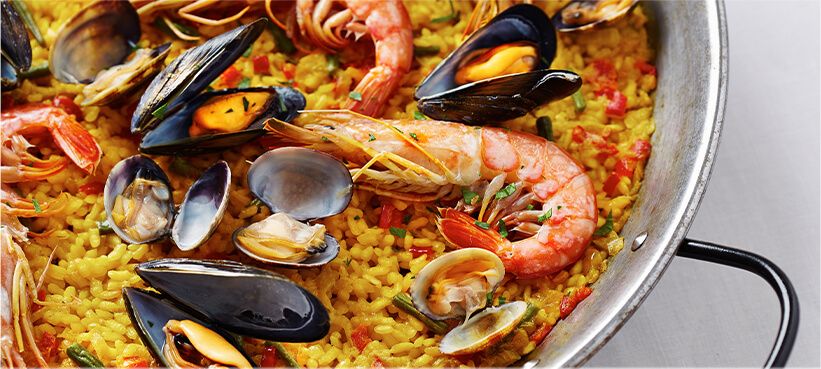 Spanish seafood paella
